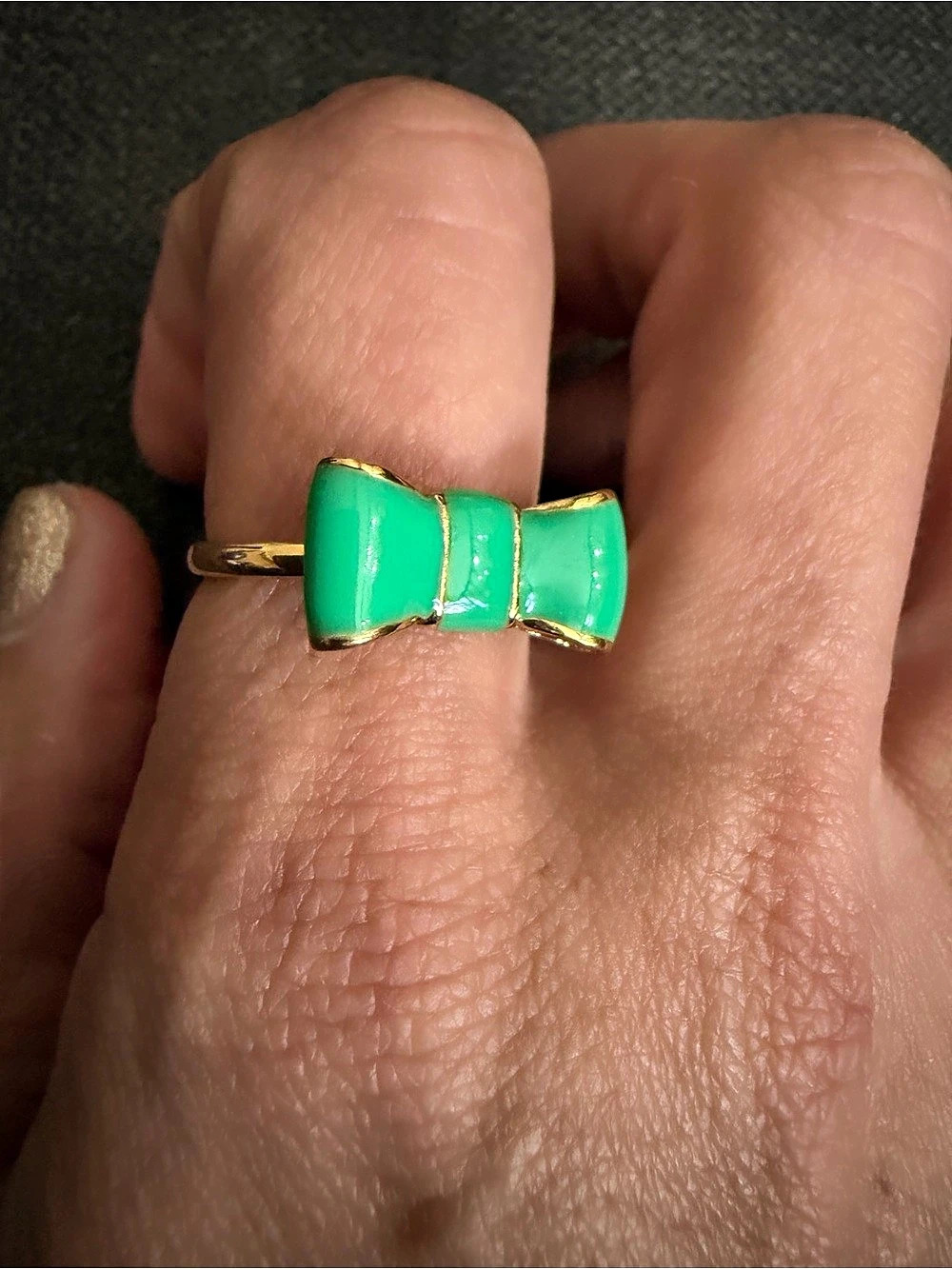 Kate Spade Bow Ring Green Enamel